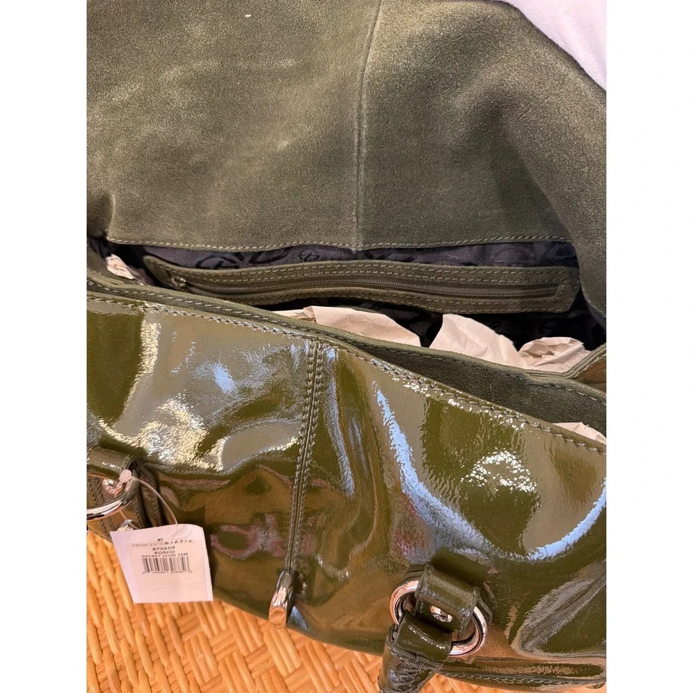 Francesco Biasia Secret Love Ten Satchel Bosco Green Patent Leather Bag B70504